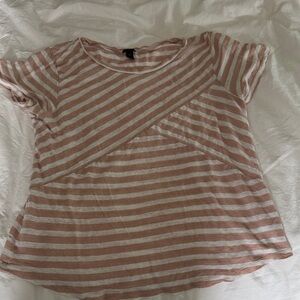 J. Crew Pink and White Striped Short Sleeve Tee